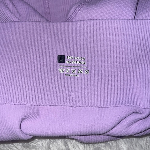 Purple Ribbed High-Waisted Athletic Shorts - Picture 2 of 3